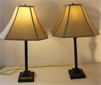 Pair modern lamps w silk shades