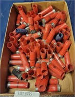 FLAT BOX OF EMPTY PLASTIC 12-GA. SHOTGUN SHELLS