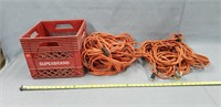 Crate & 2 Long Used Extension Cords