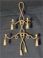 Gilt metal rope wall candelabra