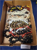 FLAT BOX OF COSTUME JEWELRY NECKLACES