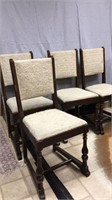 4 vintage dining chairs, padded back and seat,