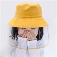 Kids yellow bucket hat with face sheild