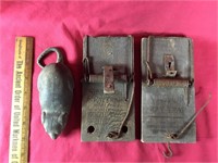 Antique Toy rat and traps.