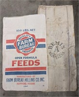 Pair of Vtg Canvas Grain Sacks Including Farm