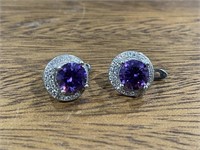 Gorgeous Sterling Silver / Purple Gem Earrings