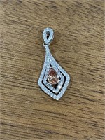 Sterling Silver and Peach Gem Pendant