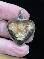 Glass & Metal Heart Pendant