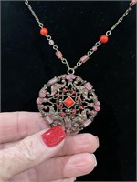 Red and Metal Vintage Necklace