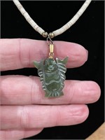 Vintage Carved Jade Buda Pendant / Necklace
