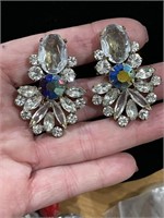 Vintage Aurora Borealis Rhinestone ClipOn Earrings