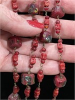 Beautiful Long Strand of Red Beads Necklace