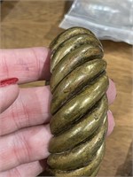 Vintage Brass/Copper? Wrapped Wooden Bracelet