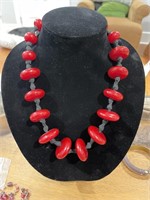 Massive Vintage Cherry Bakelite Beaded Necklace