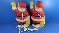 2 Vintage Blow Mold Santas-1' H