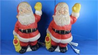 2 Vintage Blow Mold Santas-1' H