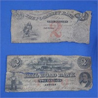 2-$2(1849 Pocasset Bank,1853 Railroad Bank)