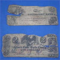 $3 1860 Southport Bank Conn,$2 1861 Farmers Bank