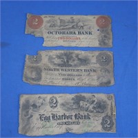 3-$2(1858 Octorara Bank,1800's EggHarbor Bank,