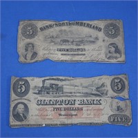 2-$5(Bank of North Cumberland,1860 Clinton Bank)