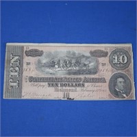 $10 1886 Confederate States America,$1 1862
