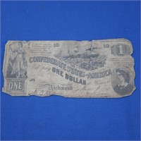 $10 1886 Confederate States America,$1 1862