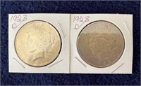 2 1923-D Peace Dollars