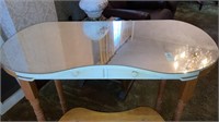 Kidney-shaped desk/vanity w/ bench