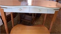Kidney-shaped desk/vanity w/ bench