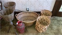 Lot of wicker plant stands,clothes basket, asst