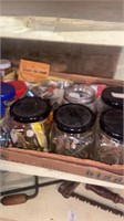 Assorted jars and hardware