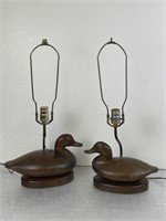 2 Duck Decoy Lamps, Approx 22" to Top of Harps