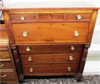 Carved & Inlaid Transitional Bureau (3 Over 4