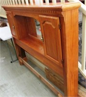Oak Bookcase Queen Bed (W/ Frame)