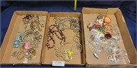 3 FLAT BOXES OF ASSORTED COSTUME JEWELRY