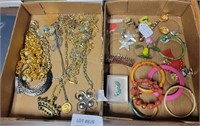 2 FLAT BOXES OF ASSORTED COSTUME JEWELRY