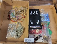 2 FLAT BOXES OF COSTUME JEWELRY & ACCESSORIES