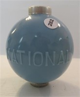 National 4-1/2" round blue milk glass lightning