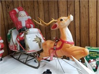 Large Blow Mold Santa & Reindeer