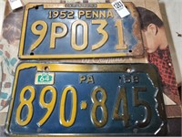 2 1950s car plates