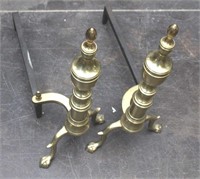 Pair of Brass Finial Fireplace Andirons