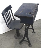 Vintage Blue School Desk w/Adjustable Chair