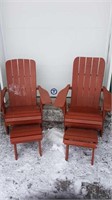 PAIR MATCHING LAWNCHAIRS WITH FOOTSTOOLS