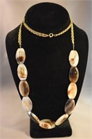 POLISHED AGATE BEAD NECKLACE - 32" LONG