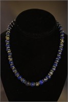 SODALITE BEADS AND CLEAR CRYSTALS NECKLACE 18"LONG