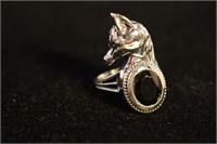 STERLING SILVER HORSE RING - SHUNGITE 3.00 CTS