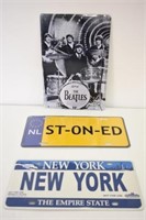 METAL BEATLES SIGN & 2 LICENCE PLATES