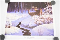 EARLY SNOW - WHITETAIL BY CYRIL COX PRINT-26 X 21"