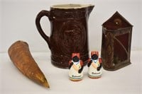 5 PIECE ASSORTED COUNTRY LOT - JUG IS 8" HIGH