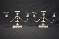 PAIR OF SILVER CANDELABRAS -  6.75" TALL